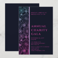 Elegant Blue Botanical Charity Event Gala Party in