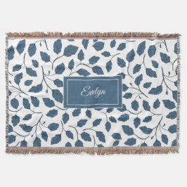 Elegant Blue Botanical Löv Throw Blanket Filt