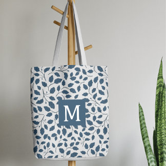 Elegant Blue Botanical Löv Tote Bag Tygkasse