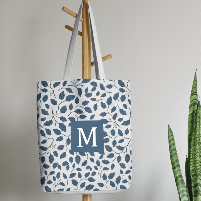 Elegant Blue Botanical Löv Tote Bag Tygkasse (Skapare uppladdad)