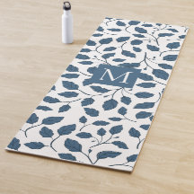 Elegant Blue Botanical Löv Yoga Mat