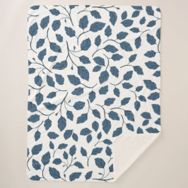 Elegant Blue Botanical Lövs Sherpa Blanket