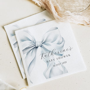 Elegant Blue Bow Baby Baby Shower Pappersservett