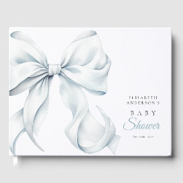 Elegant Blue Bow Baby Shower Gästböcker