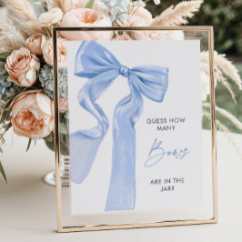 Elegant Blue Bow Baby Shower hur många rader Poster