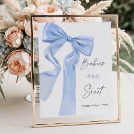 Elegant Blue Bow Baby Shower Spädbarn är Sweet Poster