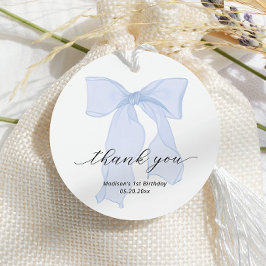 Elegant Blue Bow Birthday Tack Gåvor Etiketter