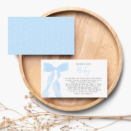 Elegant Blue Bow Books For Baby Baby Shower Tilläggskort