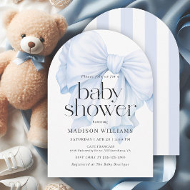 Elegant Blue Bow Boy Baby Shower Inbjudningar