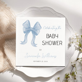 Elegant Blue Bow Boy Baby Shower Pappersservett