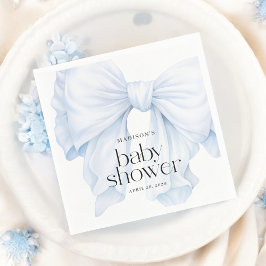 Elegant Blue Bow Boy Baby Shower Pappersservett