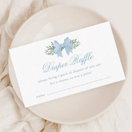 Elegant Blue Bow Boy Shower Raffle Tilläggskort