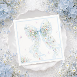 Elegant Blue Bow Butterfly Baby Shower Pappersservett