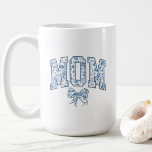 Elegant Blue Bow Chinoiserie Mamma Kaffemugg