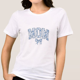 Elegant Blue Bow Chinoiserie Mamma T Shirt