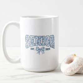 Elegant Blue Bow Chinoiserie Senior Class of 2025 Kaffemugg