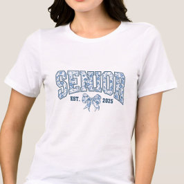 Elegant Blue Bow Chinoiserie Senior Class of 2025 T Shirt