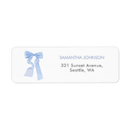 Elegant Blue Bow Coquette Adress Returadress Etikett