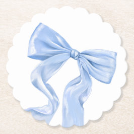Elegant Blue Bow Coquette Underlägg Papper