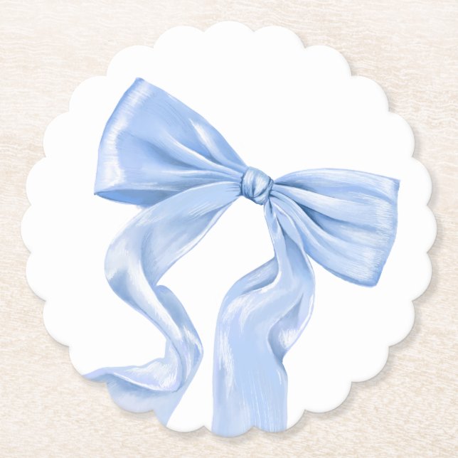 Elegant Blue Bow Coquette Underlägg Papper (Framsida)