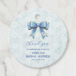 Elegant Blue Bow Engagement Party Invitation Gåvor Etiketter