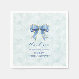 Elegant Blue Bow Engagement Party Invitation Pappersservett