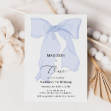 Elegant Blue Bow Första födelsedag