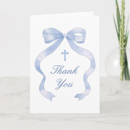 Elegant Blue Bow Holy Cross Religious Thank You Kort