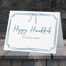 Elegant Blue Bow Personlig Lycklig Hanukkah