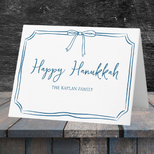 Elegant Blue Bow Personlig Lycklig Hanukkah Kort