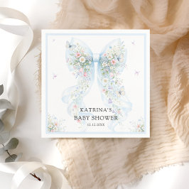 Elegant Blue Bow Wildflower Baby Shower Pappersservett