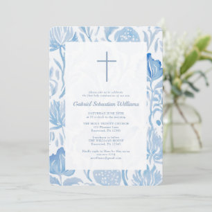 Elegant Blue Boy First Heliga Communion Inbjudningar