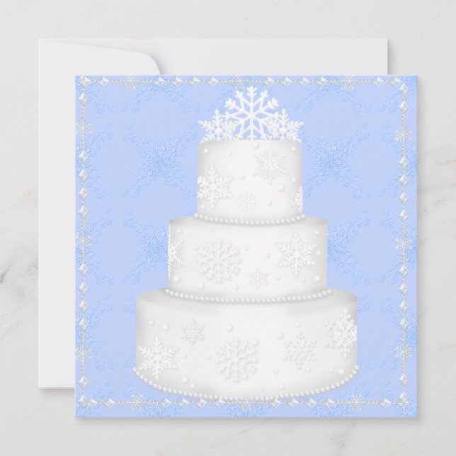 ELEGANT BLUE BRÖLLOP CAKE TOPPER-ANBUD INBJUDNINGAR (Framsida)