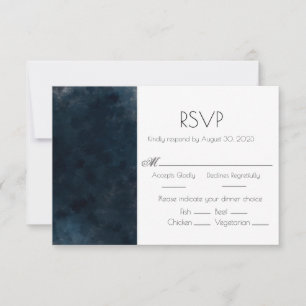 Elegant Blue Bröllop Response OSA kort