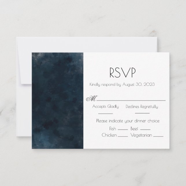Elegant Blue Bröllop Response OSA kort (Framsida)