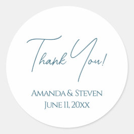 Elegant Blue Bröllop Tack Runt Klistermärke