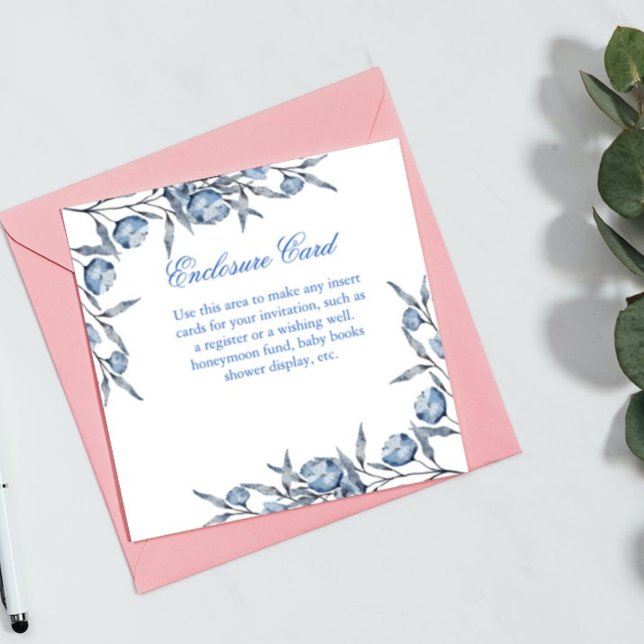Elegant Blue bröllops- eller baby shower-önskelist Tilläggskort (Skapare uppladdad)