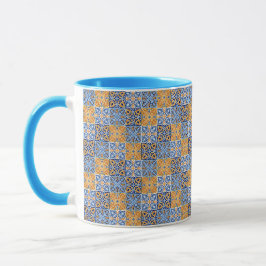 Elegant blue& brow yellow Italian  pattern  Mugg