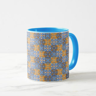 Elegant blue& brow yellow Italian  pattern  Mugg