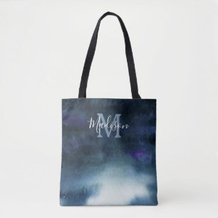 Elegant Blue Brudens sida Monogram Tygkasse