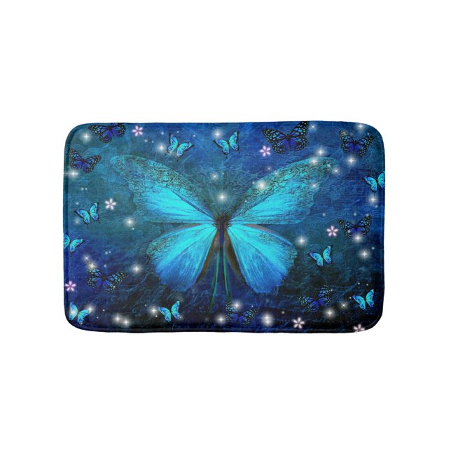 Elegant Blue Butterfly Badrumsmatta (Framsidan)