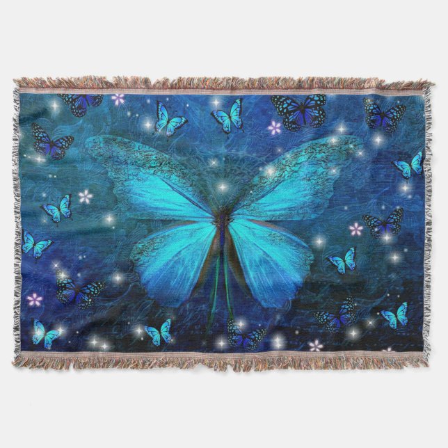 Elegant Blue Butterfly Filt (Framsidan)