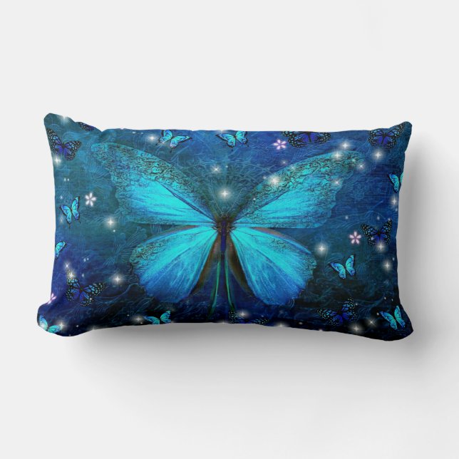 Elegant Blue Butterfly Lumbarkudde (Framsida)