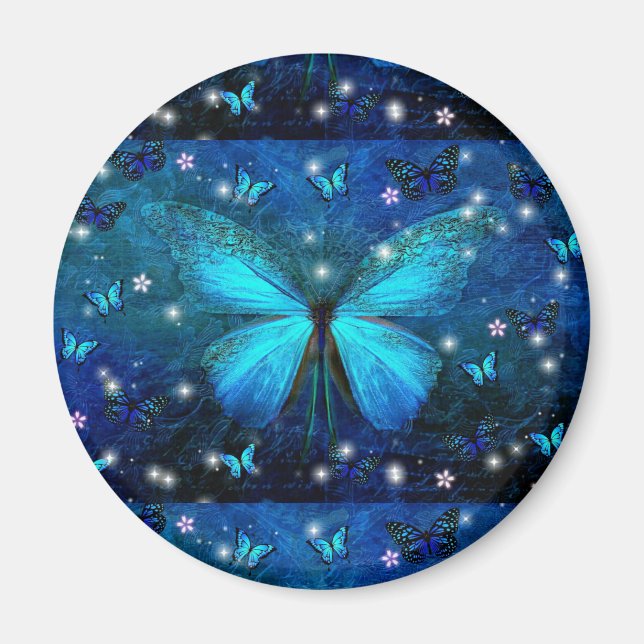 Elegant Blue Butterfly Magnet (Framsidan)