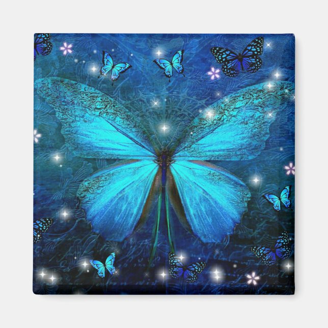 Elegant Blue Butterfly Magnet (Framsidan)