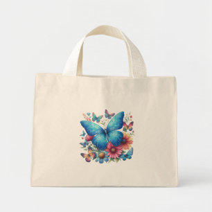 Elegant Blue Butterfly Mini Tygkasse