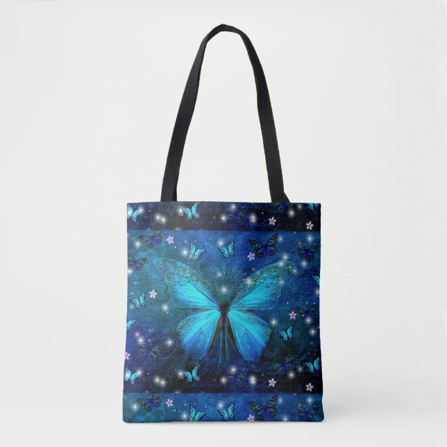 Elegant Blue Butterfly Tygkasse (Framsida)