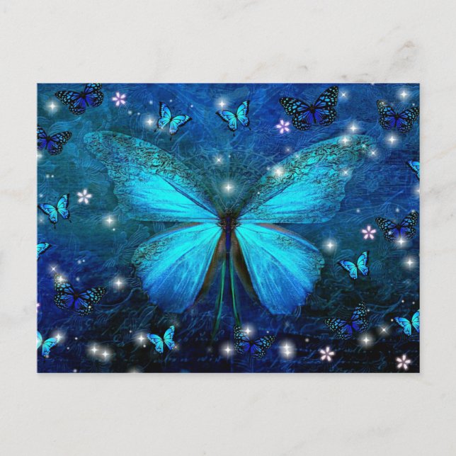 Elegant Blue Butterfly Vykort (Framsida)