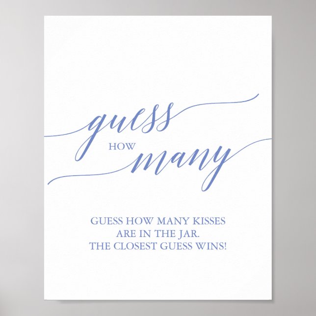 Elegant Blue Calligraphy anger hur många kisses Poster (Framsidan)