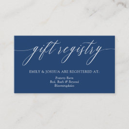Elegant Blue Calligraphy Gift-registerhölje Tilläggskort